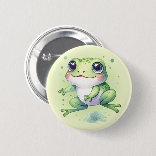 Leuke groene kikker Cartoon Ronde Button 5,7 Cm (Voorkant /achterkant)