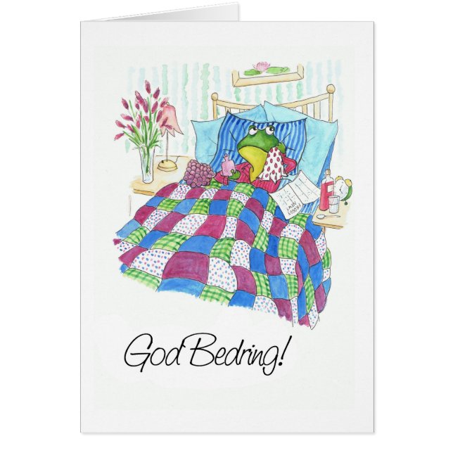 Leuke groene kikker wordt snel goed Deense groet (Voorkant)