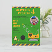 Leuke groene kinderconstructie Verjaardag Kaart (Staand voorkant)