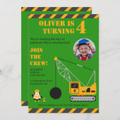 Leuke groene kinderconstructie Verjaardag Kaart (Voorkant / Achterkant)