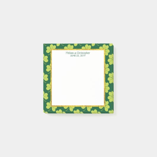 Leuke Groene Klaver Patroon Bruiloft Post-it® Notes (Voorkant)