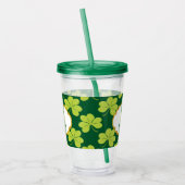 Leuke Groene Klaver Shamrock Patroon met Monogram Acryl Drinkbeker (Links)