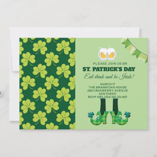 Leuke groene klaverpatroon St. Patrick's Day Kaart (Voorkant)