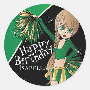 Leuke Groene Meisjes   van Cheerleader Pom Pom Ronde Sticker