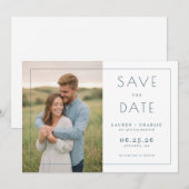 Leuke groene minimalistische foto save the date (Voorkant / Achterkant)