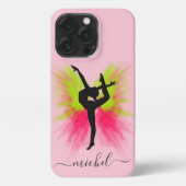 Leuke Groene & Roze Poeder Explosie Gymnast iPhone Hoesje (Achterkant)