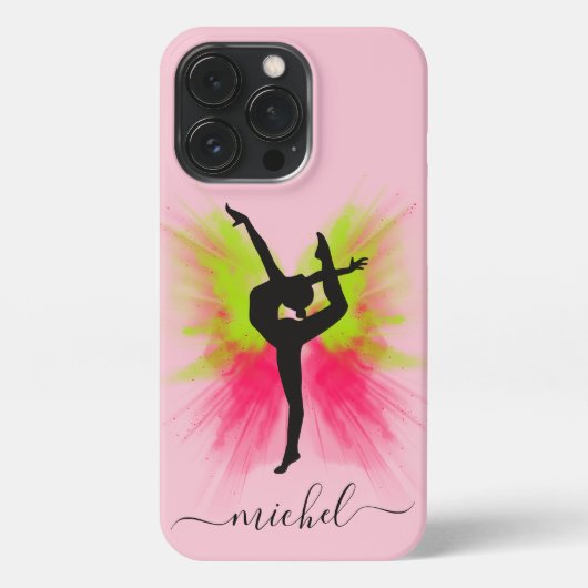 Leuke Groene & Roze Poeder Explosie Gymnast iPhone Hoesje (Achterkant)