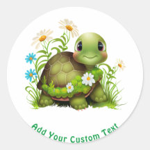 Leuke groene schildpad bloemige aangepaste tekst