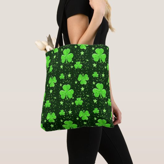 Leuke groene shamrock sterren Ierse St. Patrick's  Tote Bag (Dichtbij)