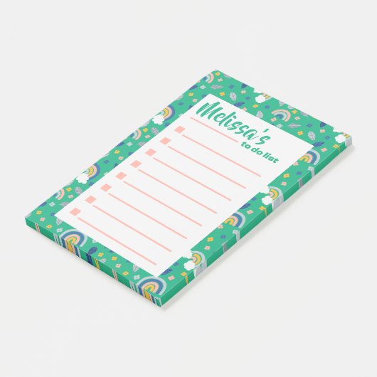 Leuke groene Sinaasappel botanische regenboog om t Post-it® Notes (Schuin)