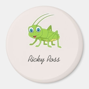 Leuke groene sprinkhaan paarse magneet