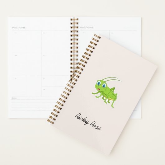 Leuke groene sprinkhaan paarse planner (Display)