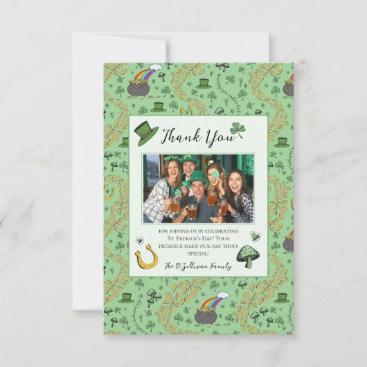 Leuke groene St Patrick's Ierse bedankkaart (Voorkant)