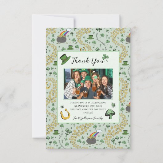 Leuke groene St Patrick's Ierse bedankkaart (Voorkant)