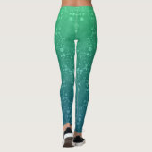Leuke groene turquoise damast boho stijl leggings (Achterkant)