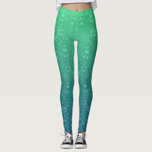 Leuke groene turquoise damast boho stijl leggings