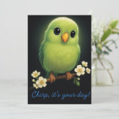 Leuke groene vogel bedank kaart (Staand voorkant)