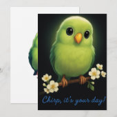 Leuke groene vogel bedank kaart (Voorkant / Achterkant)