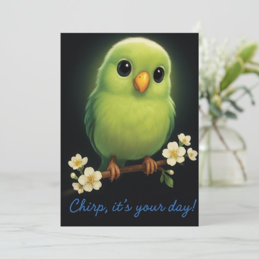 Leuke groene vogel bedankkaart (Staand voorkant)