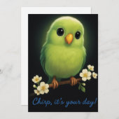 Leuke groene vogel bedankkaart (Voorkant / Achterkant)