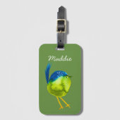 Leuke groene vogel waterverf bagagelabel (Voorkant (verticaal))