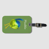 Leuke groene vogel waterverf bagagelabel (Voorkant (horizontaal))