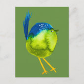 Leuke groene vogel waterverf briefkaart (Voorkant)