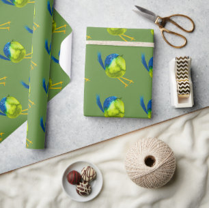 Leuke groene vogel waterverf cadeaupapier