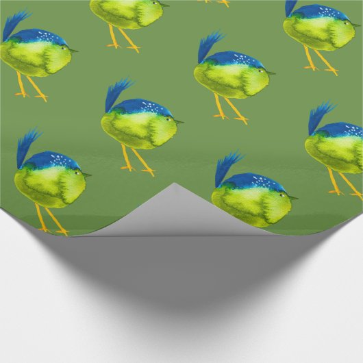 Leuke groene vogel waterverf cadeaupapier (Hoek)