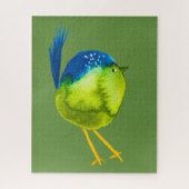 Leuke groene vogel waterverf legpuzzel (Verticaal)