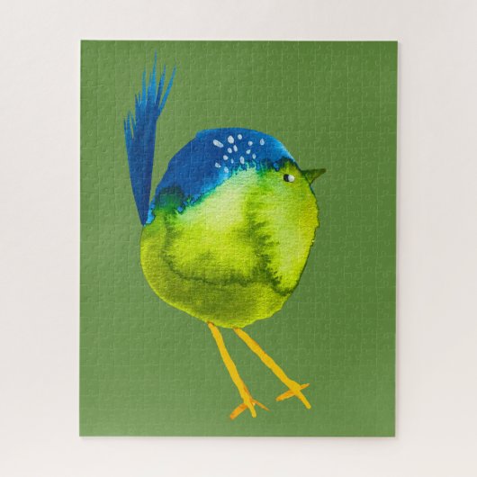 Leuke groene vogel waterverf legpuzzel (Verticaal)