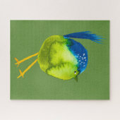 Leuke groene vogel waterverf legpuzzel (Horizontaal)