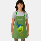 Leuke groene vogel waterverf schort (Insitu)