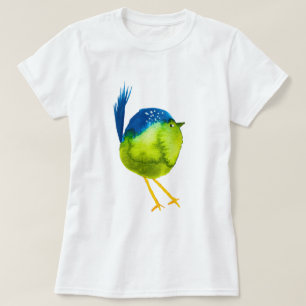 Leuke groene vogel waterverf t-shirt
