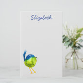 Leuke groene waterverf vogel briefpapier (Staand voorkant)