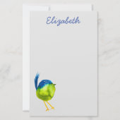 Leuke groene waterverf vogel briefpapier (Voorkant)