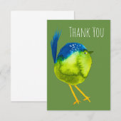 Leuke groene waterverf vogel notitiekaartje (Voorkant / Achterkant)
