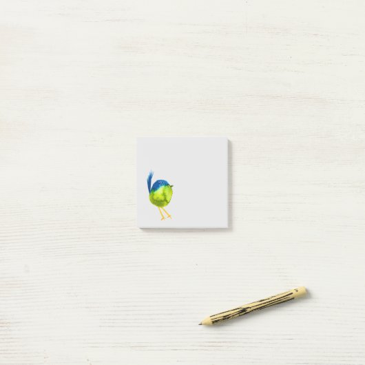 Leuke groene waterverf vogel post-it® notes (Op bureau)