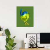 Leuke groene waterverf vogel poster (Thuiskantoor)