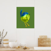 Leuke groene waterverf vogel poster (Keuken)