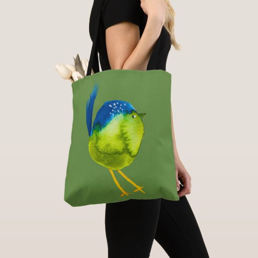 Leuke groene waterverf vogel tote bag (Dichtbij)
