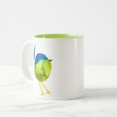 Leuke groene waterverf vogel tweekleurige koffiemok (Voorkant links)