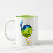 Leuke groene waterverf vogel tweekleurige koffiemok (Links)