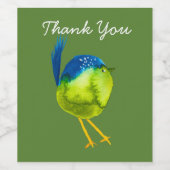 Leuke groene waterverf vogel wijn etiket (Enkel label)