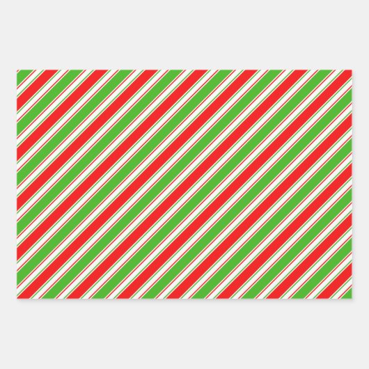 Leuke groene, witte, rood gekleurde strepen patron inpakpapier vel (Voorkant 3)