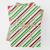 Leuke groene, witte, rood gekleurde strepen patron inpakpapier vel (In situ)
