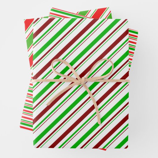 Leuke groene, witte, rood gekleurde strepen patron inpakpapier vel (In situ)