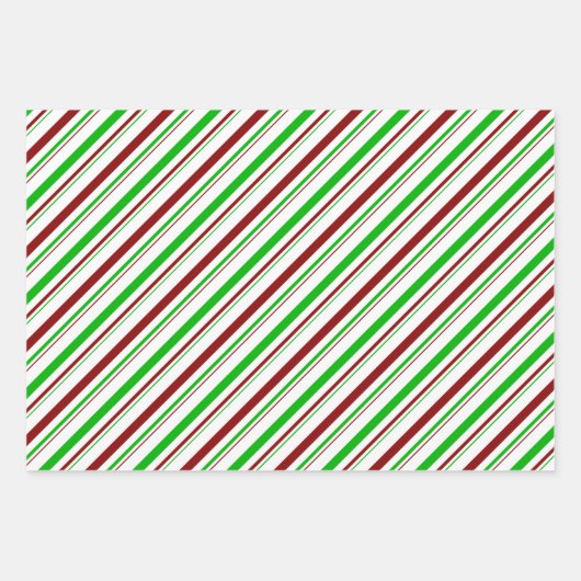 Leuke groene, witte, rood gekleurde strepen patron inpakpapier vel (Voorkant)