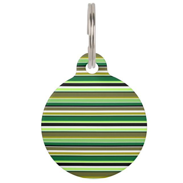 Leuke groene witte strepen huisdierpenning (Voorkant)