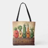 Leuke Groenten Herbruikbare Grocery Shopping Tas (Achterkant)